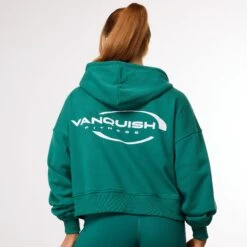 Vanquish Enhance Forest Green Cropped Zip Through Hoodie -Vanquish Fitness Sales WB Summer Sale websize45