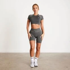 Vanquish Elevate Seamless Dark Olive Cap Sleeve Cropped T Shirt -Vanquish Fitness Sales ZvFWUHFv