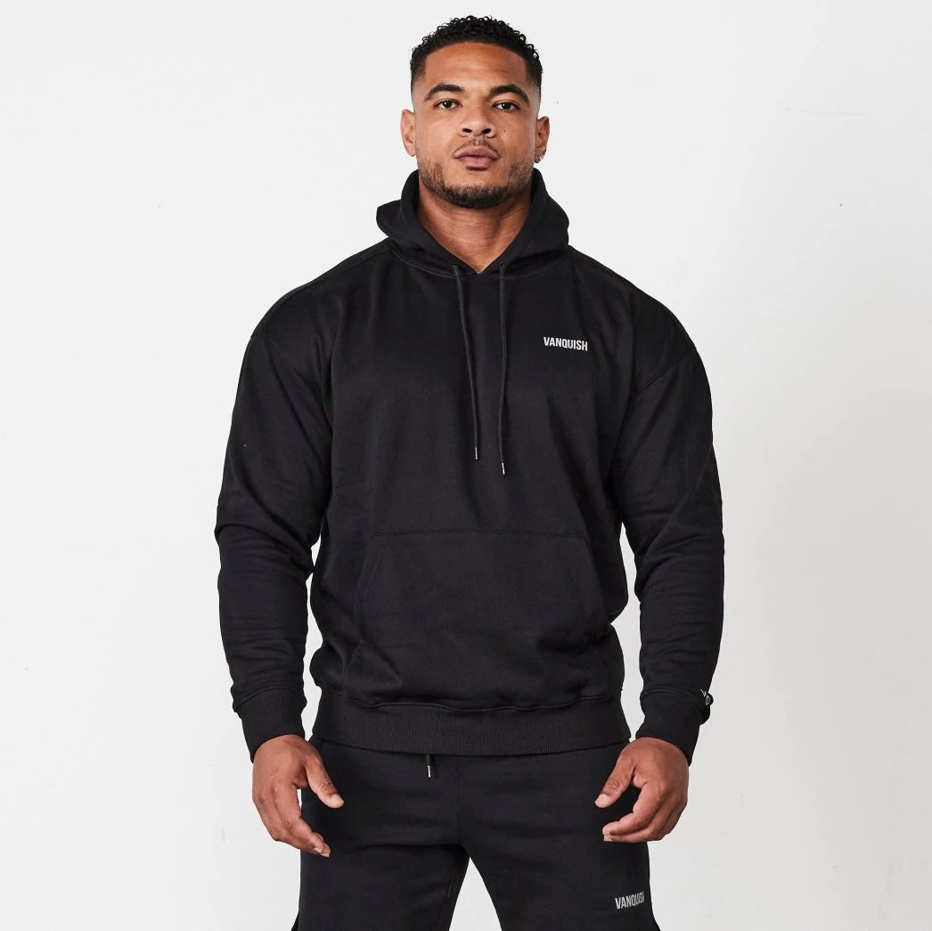 Vanquish Essential Black Oversized Pullover Hoodie 1 Vanquish Essential Black Oversized Pullover Hoodie