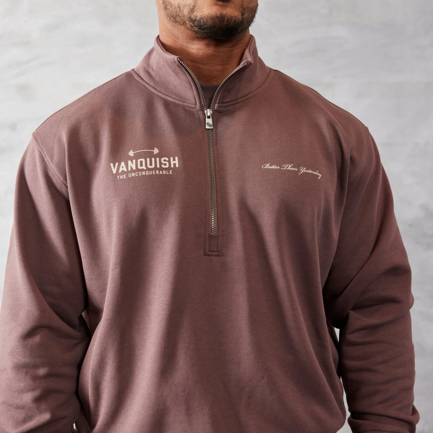 Vanquish Brown Unconquerable Quarter Zip Sweater 2 Vanquish Brown Unconquerable Quarter Zip Sweater - Image 2