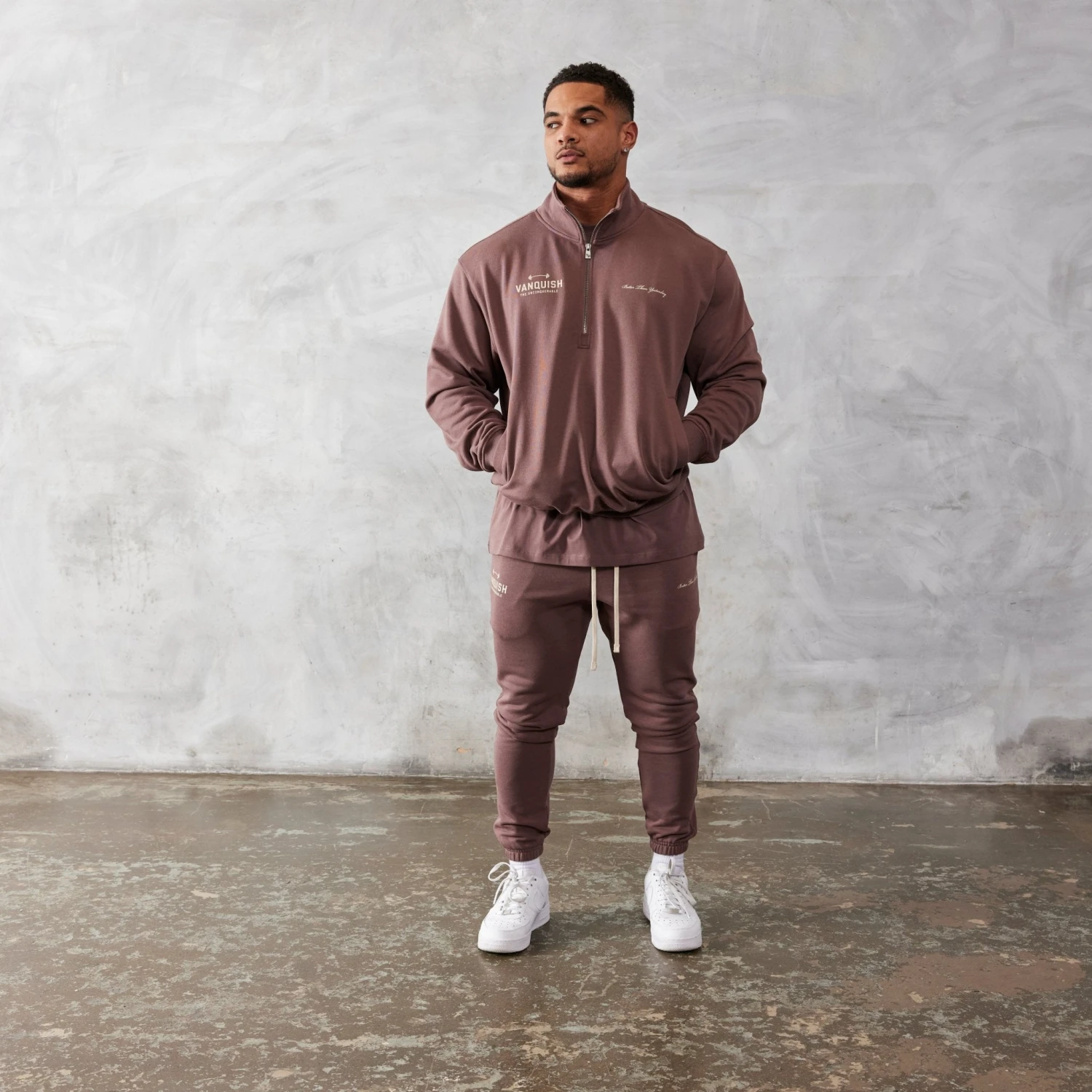 Vanquish Brown Unconquerable Quarter Zip Sweater 1 Vanquish Brown Unconquerable Quarter Zip Sweater