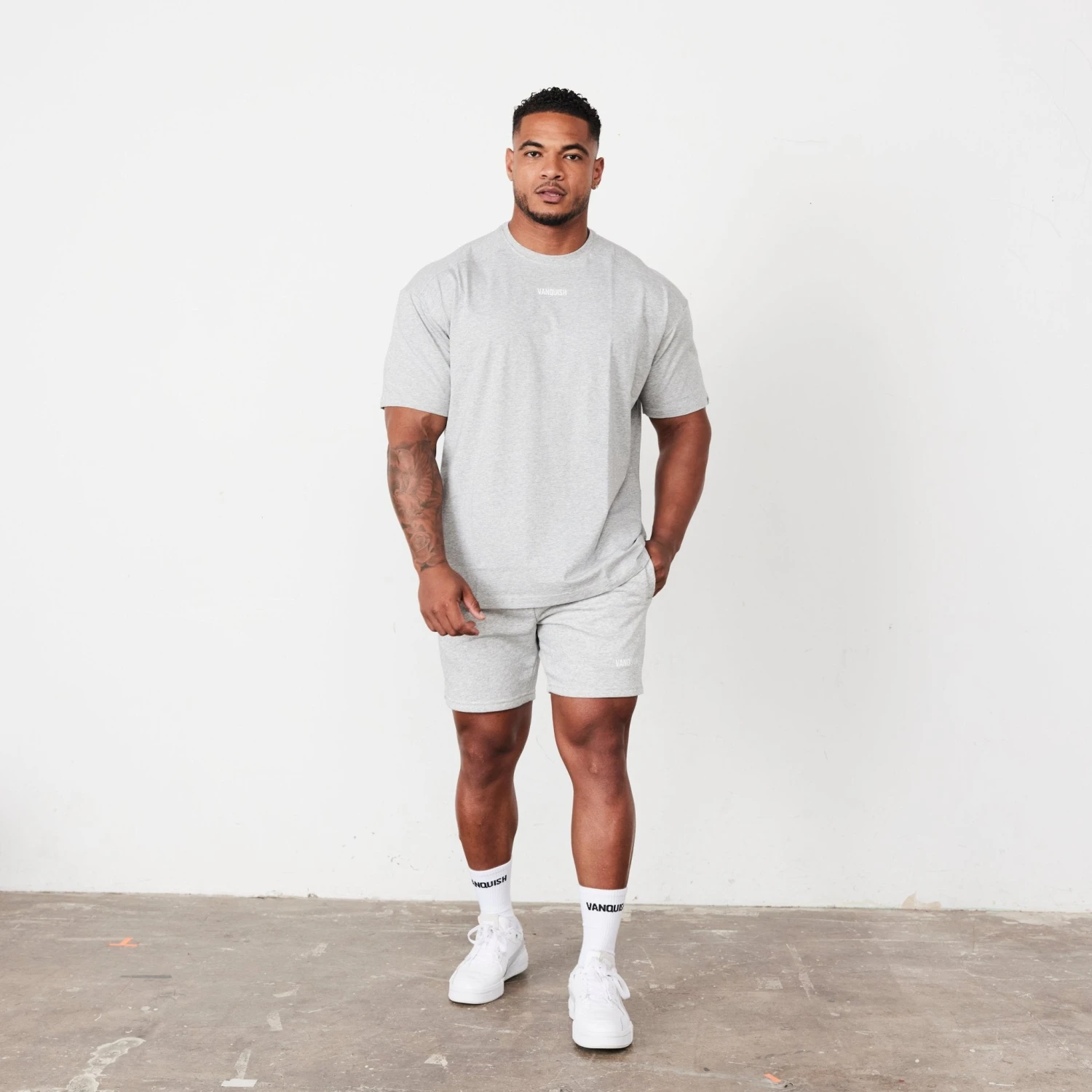 Vanquish Essential Grey Oversized T Shirt 1 Vanquish Essential Grey Oversized T Shirt