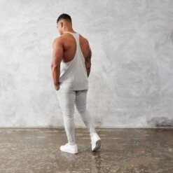 Vanquish Essential Grey Regular Fit Stringer Vest -Vanquish Fitness Sales vanquish essential grey regular fit stringer vest 424000