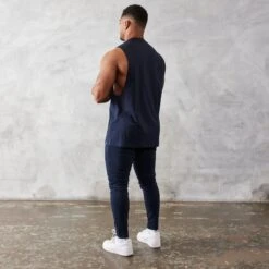 Vanquish Essential Navy Blue Oversized Sleeveless T Shirt -Vanquish Fitness Sales vanquish essential navy blue oversized sleeveless t shirt 325179