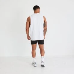 Vanquish Essential White Oversized Sleeveless T Shirt -Vanquish Fitness Sales vanquish essential white oversized sleeveless t shirt 545083