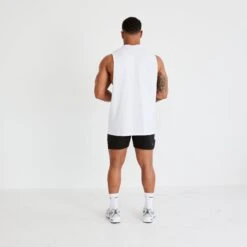 Vanquish Essential White Oversized Sleeveless T Shirt -Vanquish Fitness Sales vanquish essential white oversized sleeveless t shirt 744533