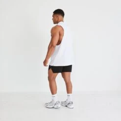 Vanquish Essential White Oversized Sleeveless T Shirt -Vanquish Fitness Sales vanquish essential white oversized sleeveless t shirt 858087
