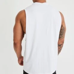 Vanquish Essential White Oversized Sleeveless T Shirt -Vanquish Fitness Sales vanquish essential white oversized sleeveless t shirt 862328