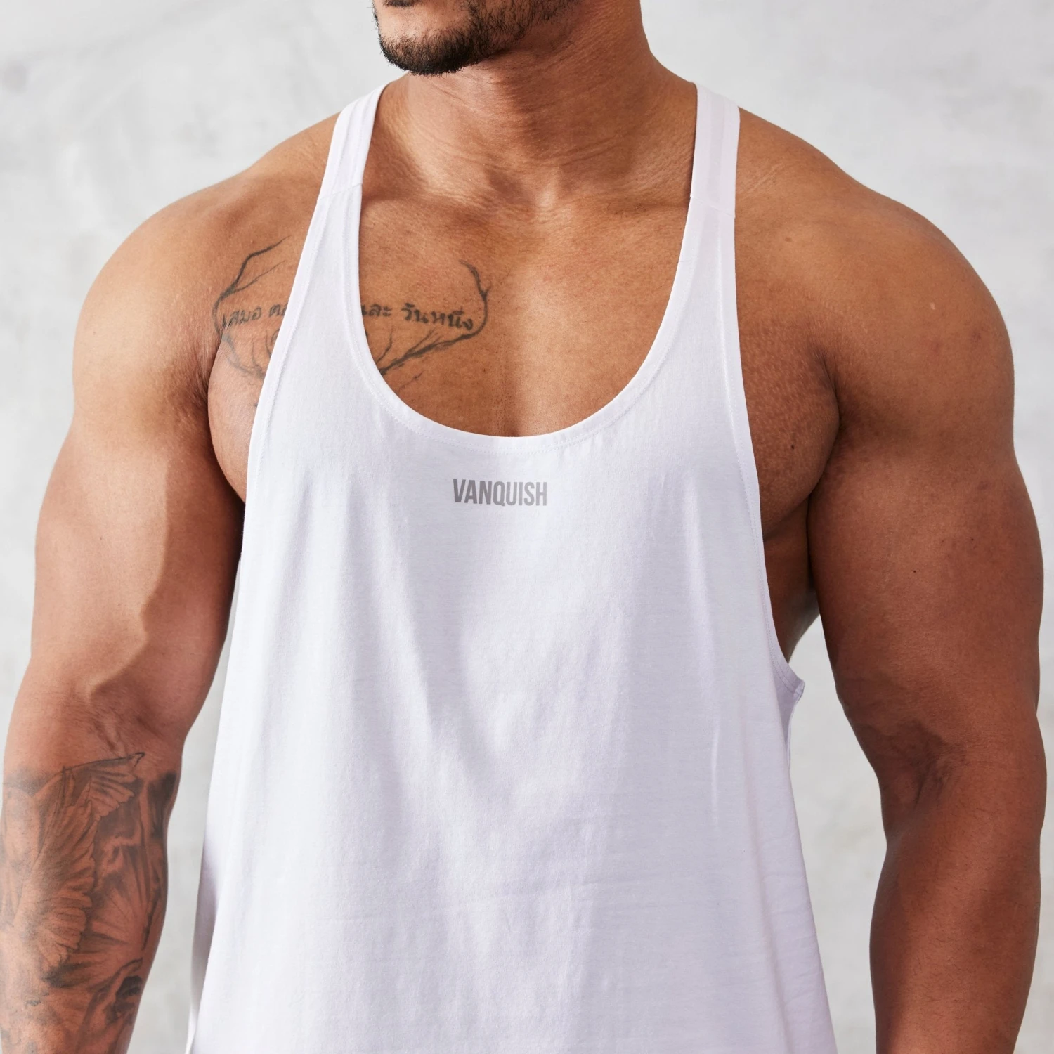 Vanquish Essential White Regular Fit Stringer Vest 2 Vanquish Essential White Regular Fit Stringer Vest - Image 2