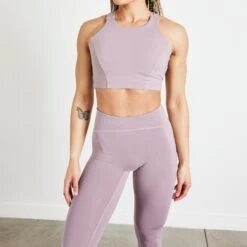 Vanquish Evolve Truffle Lilac Keyhole Crop Tank Top -Vanquish Fitness Sales vanquish evolve truffle lilac keyhole crop tank top 590347