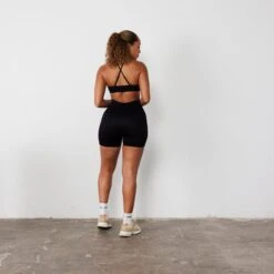 Vanquish Ribbed Seamless Black Cross Back Low Support Bra -Vanquish Fitness Sales vanquish ribbed seamless black cross back low support bra 304878