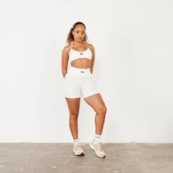 Vanquish Ribbed Seamless Marshmallow Cross Back Low Support Bra -Vanquish Fitness Sales vanquish ribbed seamless marshmallow cross back low support bra 155033