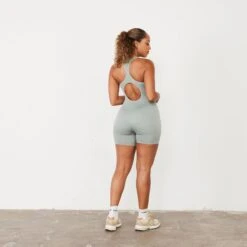 Vanquish Ribbed Seamless Slate Grey Back Keyhole All In One -Vanquish Fitness Sales vanquish ribbed seamless slate grey back keyhole all in one 790224