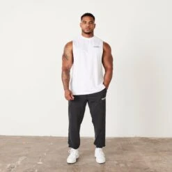 Vanquish Washed Collection White Sleeveless T Shirt -Vanquish Fitness Sales vanquish white sleeveless t shirt 542944