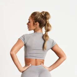 Vanquish Elevate Seamless Smoke Grey Cap Sleeve Cropped T Shirt -Vanquish Fitness Sales xj8fRhgk